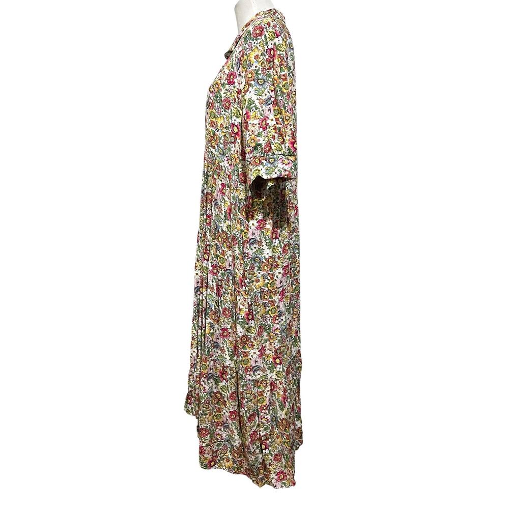 Natural Life Rebecca Tiered Midi Dress Flowy Floral Cottage Boho Pockets XXL - Picture 7 of 10